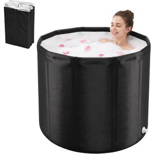 Portable Collapsible Bathtub for Adult Foldable Ice Bath Tub for Shower | 44% Heavier Sturdy,Upgraded Non-Blocking Groove Drainage,Odorless Safety & Premium Assurance
