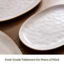 Famiware Serving Platter, Oval 15.59/14.3/12.9 inch Serving Dishes for Entertaining, Serving Bowls, Microwave Safe, Stonware Serving Trays for Party, Turkey, Cheese, Ocean Series, Cappuccino White