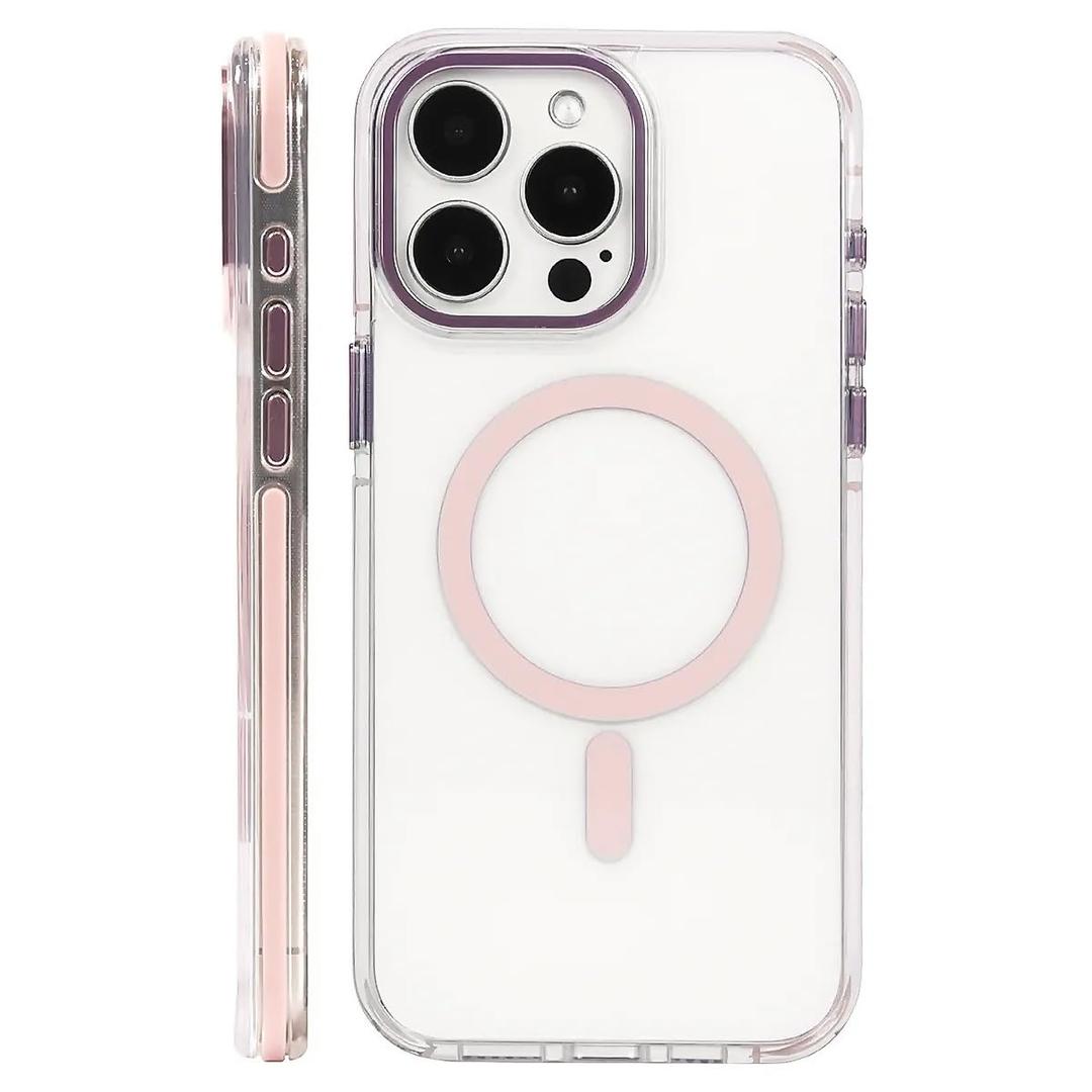 OKBUOK for iPhone 14 Pro Max Case [Compatible with Magsafe],Girls Women Clear Magnetic Case Silicone Shockproof Protective Cover with Pattern Classic Pink