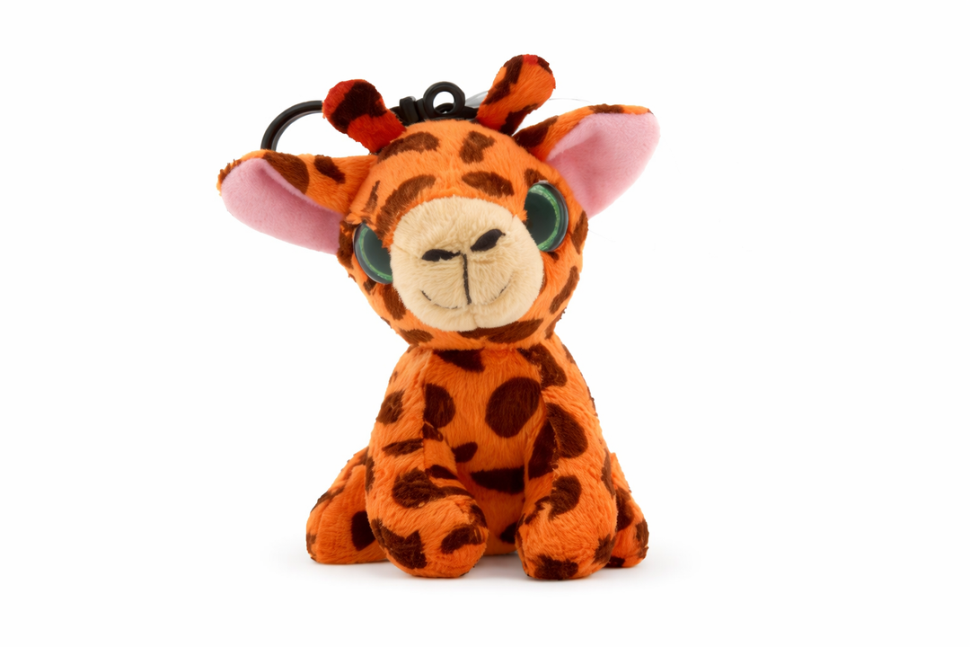 Giraffe Keychain - Big Eye Stuffed Giraffe Plush, Fluffy Plush Keychains for Backpack, Purse, Wallet, or Bag, Cute Zoo Party Favors Keychain Charm for Kids and Adults - 6 Inch