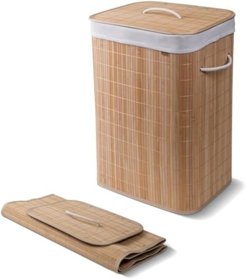 CleverMade Natural Bamboo Hamper LUXE, Single Hamper - 19 Gal (72L) Bamboo Laundry Hamper with Lid and Removable Machine Washable Laundry Bag - Holds 2 Loads and 30 Lbs.
