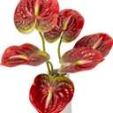 8PCS 22.8 inch Anthurium Artificial Flowers Red Faux Silk Anthurium Real Touch Flower Faux Floral Arrangement for Vase Table Centerpieces Wedding Christmas Garden Home DecorationRed