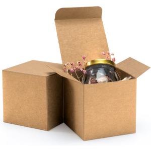 ValBox 3x3x3 Brown Gift Boxes 50pcs - Recycled Paper Cube Boxes with Lids for Gifts, Crafting & Party Favors