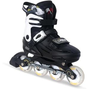 Nattork Kids Inline Skates Adjustable Light up Wheels Blades Roller for Boys Girls- TeenYouth Age 6-12 - Cool Racing Car Decorations Indoor Outdoor Birthday Gift for Son and Grandson, Size: Medium (13C-3 US)
