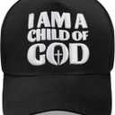 Christian Hats for Men Women Adjustable Size Baseball Cap Christian Easter Gifts Black (Black)