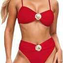 SherryDC Women's Sexy Bikini Sets High Cut Two Pieces Swimsuit Shell Ruched Bandeau Bathing Suit XL