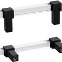 Peaha 10 Pack Acrylic Cabinet Pulls 3in Hole Centers Acrylic Drawer Pulls Cabinet Handles Black Drawer Pulls with Square Acrylic Tube Cabinet Pulls