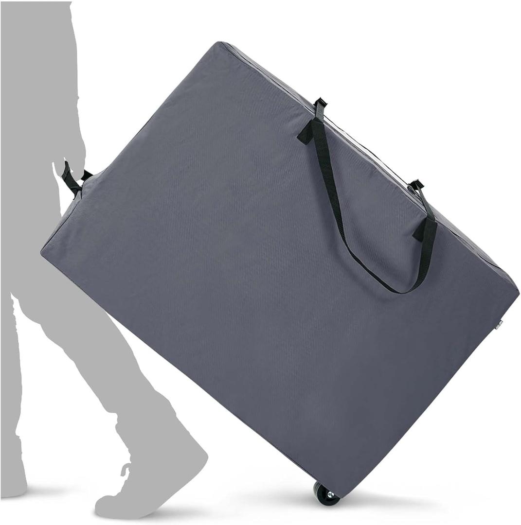 Cuddly Nest Folding Mattress Storage Bag with Wheels & Handles - 900D Heavy Duty Storage Container Fits for 6" Full Tri-Fold Mattress,Grey