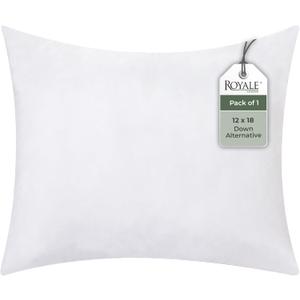 ROYALE LINENS 12 X 18 Pillow Insert - Down Alternative Throw Pillows Insert - Rectangle Pillow Pack of 1 White - Bed & Couch Pillows - Inner Cushion for Bed, Cushion for Living Room - Shams Stuffer