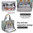 FHELAD Diaper Bag Tote, Large Tote Diaper Bag with 16" Laptop Compartment, Baby Bag with Insulated Pocket for Mam and Dad, Ideal for Travel, Work (Morandi Grey)