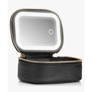 Small Makeup Bag with Led Mirror, Mini Travel Make up Bag 3 Light Modes Adjustable Brightness, for Women Organizer Cosmetic Bag, Portable Travel Train Toiletry Bag, for Pool Parties Work Touch-Ups