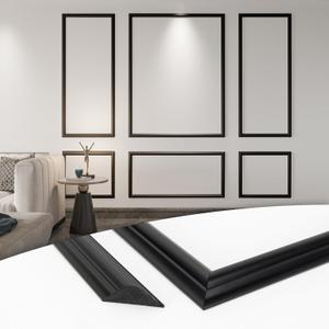 Art3d Pre-Cut Wall Molding Set of 6 pcs, Ready-to-Assemble Wainscoting Panels for Interior Wall Dcor Living Room Bedroom Accent Wall - Installed with Glue, 3 Top 3 Bottom, Black (Black: Style 1)