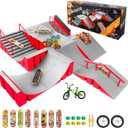 CS COSDDI Finger Skateboard Park Kits,14 in 1 Skateboard Finger Toys with 8 Finger Skateboards & 14 Skatepark Deck Ramp,Finger Bike for Boys or Girls Gift,Mini Finger Skateboards Ramp Accessories Set, 20 cm