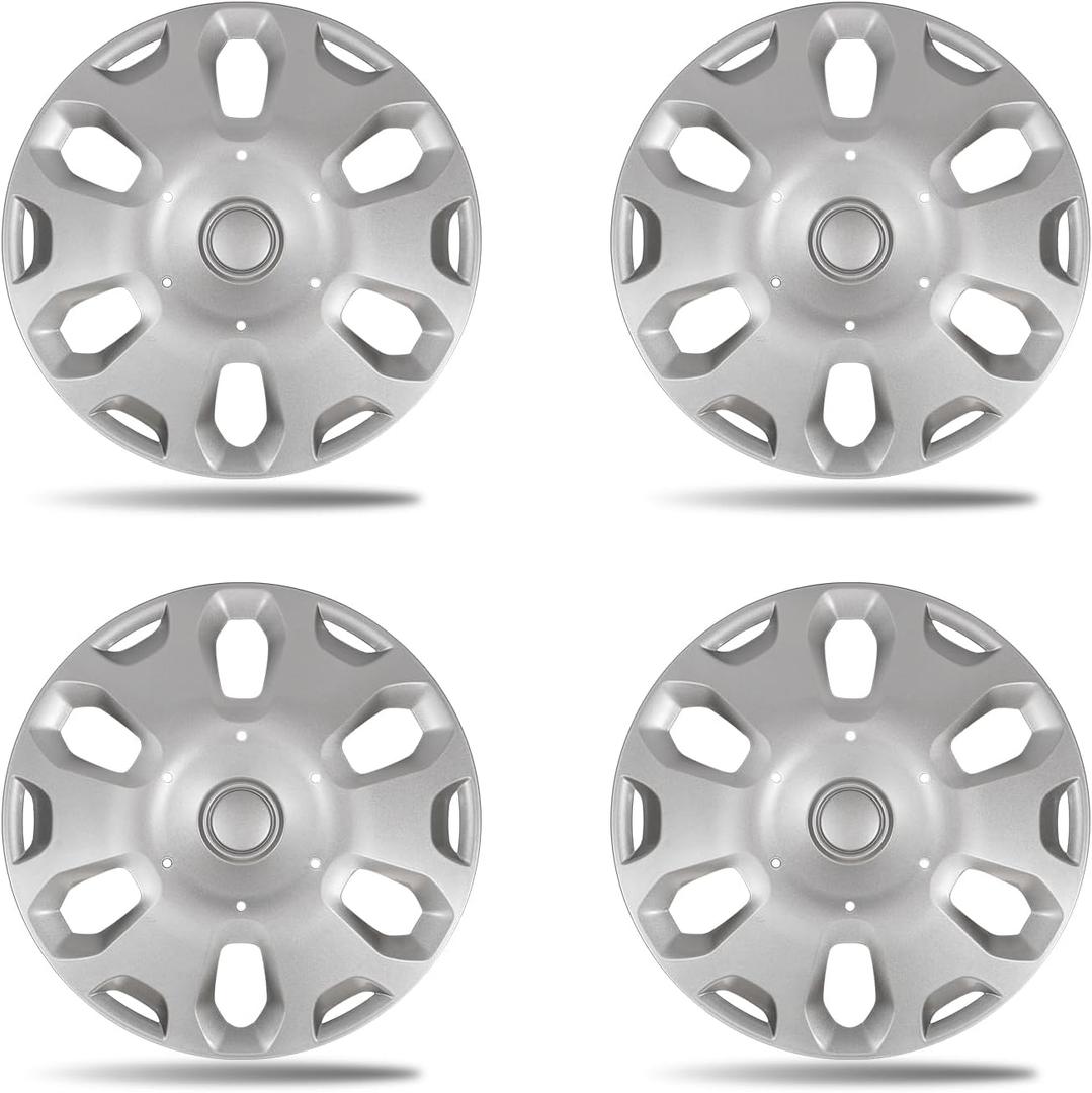 15 Inch Silver Wheel Covers Hubcaps for 2010-2013 Ford Transit Connect, OEM Replacement Wheel Skins Compatible with Part# 9T1Z-1130-A, 9T16-1130-AA, Full Rim Snap On Covers 4-Pack