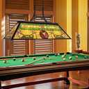 TOCHIC Pool Table Light, 48" Rustic Billiards Light Fixtures 4-Light with Tiffany-Style Shark Shade Farmhouse Chandelier Hanging Over Pool Table Game Room Man Cave Club Dining Room Kitchen Island