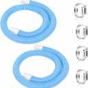 2 Pack 1.2559in EVA Pool Professional Hoses with 2026 Upgrade Flexible Tube Head and 4 Metal Clamps for Above Ground Pools Pump Replacement Hose Pool Supply for Heavy Duty Hose (Transparent Blue)