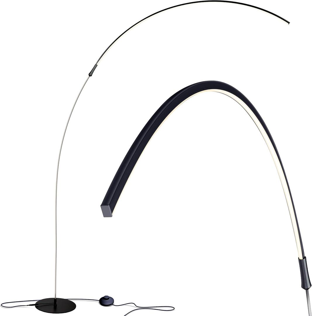 Brightech Sparq Arc Floor Lamp, Ultra Bright Lamp for Living Rooms & Offices  3-Way Dimmable Smart, Tall Contemporary Standing Lamp for Reading in Bedrooms - Black (Classic Black)