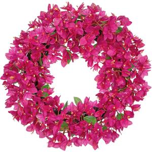 Briful Spring Front Door Wreath 18inches Artificial Bougainvillea Flower Wreath Silk Pink Floral Hanging Wreath Outdoor Summer Wreath for Home Wall Mantle Party Wedding Dcor