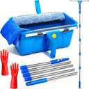Window Cleaning Kit with Bucket, Squeegee and Scrubber for Home Outdoor | 76" High Window Washing Kit, Squeegee & Scrubber & 3 Gal Bucket, Professional Window Cleaner Tool for Home Outdoor Commercial, 14"