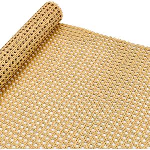 Plastic Rattan Webbing Roll, Handwoven Synthetic Poly Rattan, Faux Cane Mesh-Open Weave, Hexagonal Pattern, for DIY Home Decor Projects incl. Furnitures Chairs Cabinets Beds (16'' x 20''), Pack of 2