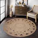 Craft Trade Natural Round Jute Rug Hand Woven Braided Reversible Rustic Area Rugs for Living Room Bedroom Home Decor Sisal Vintage Boho Carpet (Natural 3 Ft) (3' (Round))