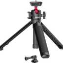 MT-16 Extendable Mini Camera Tripod, 4 Levels Adjustment 360 Ball Head Cold Shoe Lightweight Portable Vlog Travel Selfie Stick Handle Grip Desktop Webcam Tripod for DSLR Action Camera