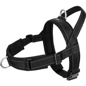 Arblina No Pull Dog Harness with Soft Mesh Padded, Fully Adjustable Walking Harness with Handle for Dogs, Reflective Front Clip Harness for Training and Hiking, Black, XL