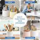 Desk Organizer, 360 Rotating Pen Holder for Desk, Pencil Cup with 7 Compartments Storage Box Caddy for Kids, Office, School, Home (White)