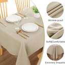 DWCN Rectangle Faux Linen Tablecloth - Textured Waterproof Spill-Proof Wrinkle and Stain Resistant Table Cloth Decorative Fabric Farmhouse Table Cover for Kitchen Dining Party, 52 x 70 Inch, Beige