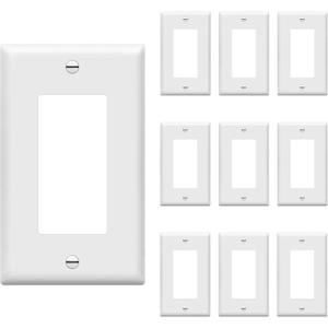 ENERLITES Decorator Light Switch or Receptacle Outlet Wall Plate, Size 1-Gang 4.50 Inches x 2.76 Inches, Unbreakable Polycarbonate Thermoplastic, 8831-W-10PCS, White (10 Pack), UL Listed