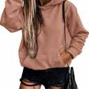SHEWIN Womens Hoodies Casual Long Sleeve Solid Lightweight Hoodie Pullover Tops Soft Loose Hooded Sweatshirt Fall Clothes for Women 2024, US 4-6(S), Light Brown