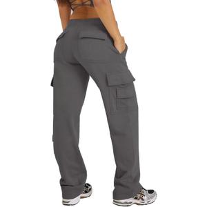 Waitfairy Wide Leg Sweatpants Women Cargo Pants Fleeece High Waisted Baggy Sweatpants for Women Casual Pants with 8 Pockets (XL)