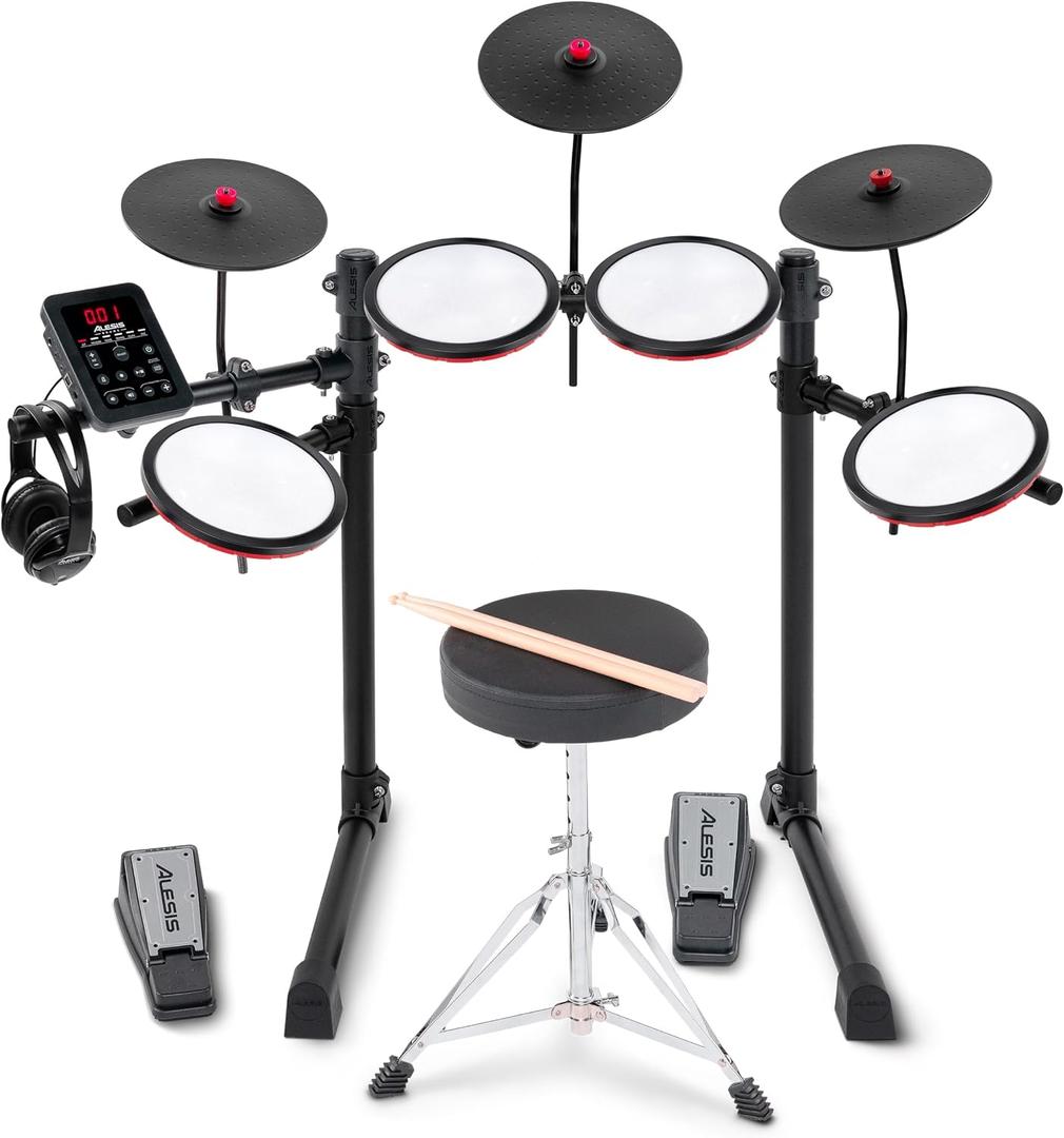 Alesis Turbo Max Electric Drum Set
Compact, Foldable, Quiet Mesh Pads, 8" Toms , 8" Cymbals, Bluetooth, Drum Throne, Headphones, Drum Sticks, for Beginners