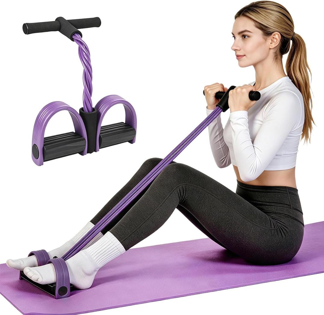 6-Tubes Tension Rope, Multifunction Elastic Yoga Pedal Puller Resistance Band, Natural Latex Tension Rope Fitness Equipment, for Abdomen, Waist, Arm, Leg Stretching Slimming Training, Purple