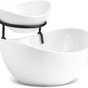 YHOSSEUN Chip and Dip Serving Set, Tiered Serving Bowl Set 2 Tier Serving Stand Ceramic Appetizer Serving Food Display Stand for Parties, Serving Dishes for Entertaining Food Service (Black)