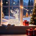Gloworm YKL-1016, 21.5CM with Acrylic Figure Light Up Reindeer Lighting, 20 Warm White LEDs, 6H Timer Dual Power Supply USB or Battery: 3 x AAA (Not Included) Christmas/Home Decoration Indoor