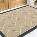 OLANLY Front Door Mat Indoor Outdoor Entrance, Waterproof All-Season, All-Weather Welcome Doormat, Sturdy Natural Rubber, Low Profile, Easy Clean Patio Porch Entryway Outside Floor Mat, 47x32, Beige