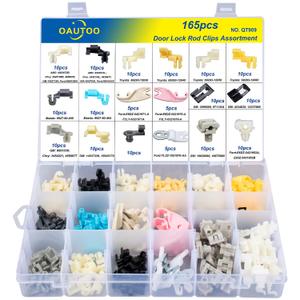 OAUTOO 165pcs Door Lock Rod Clips Assortment for GM Ford Chrysler Toyota Mazda