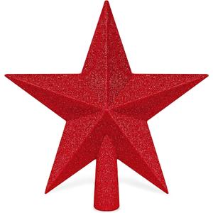 Star Tree Topper, 8" Red Christmas Tee Topper Decorations, Glitter 3D Xmas Bethlehem Star Waterproof Shatter-Proof, Christmas Tree Topper Ornament Decor for Christmas Holiday Party Indoor Outdoor Use