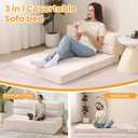 Folding Mattress, 3 in 1 Convertible Sofa Bed Fold Out Couch Bed Floor Couch Lounge Sleeper Mattress for Living Room, Guest Room (Beige, Queen)