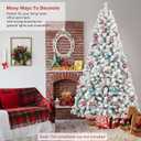 Liguanow 4FT Flocked Artificial Christmas Tree, Full Unlit White Christmas Tree with Premium PVC Branches, Realistic Snowy Look, Sturdy Metal Stand, Indoor Fake Snow Xmas Tree for Home Office Shops