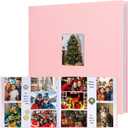 Photo Album 4x6 600 Photos with Writing Space,4 x 6 Photo Book Linen Cover with Front Window, 4x6 Picture Album 600 Photos Photo Album Book for Wedding Kids Travel Family Baby Pictures (Pink)