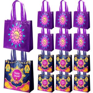 ANYMONYPF 20PCS Diwali Gift Bags Happy Diwali Non-woven Gift Bags with Handle Reusable Treat Goodie Bags Bulk for Indian Deepavali Light Festival Party Decorations Favors Bags