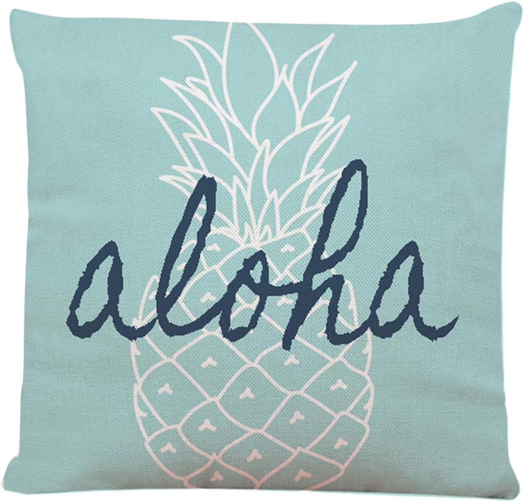 Throw Pillow Cover Cute Girl Aloha Pineapple Pattern Square Decorative Throw Pillow Cushion Case for Home Couch Living Room Bed Sofa Car 18 x 18 Inches Pillowcase (Ofo-0011)