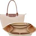OPPOSHE Purse Organizer Insert for Longchamp Le Pliage, Premium Felt Long Champ Bag Handbag Women, Tote Organizer Insert with 9 Compartments (Large, Beige) (L-11.5*7.5*9.7in)