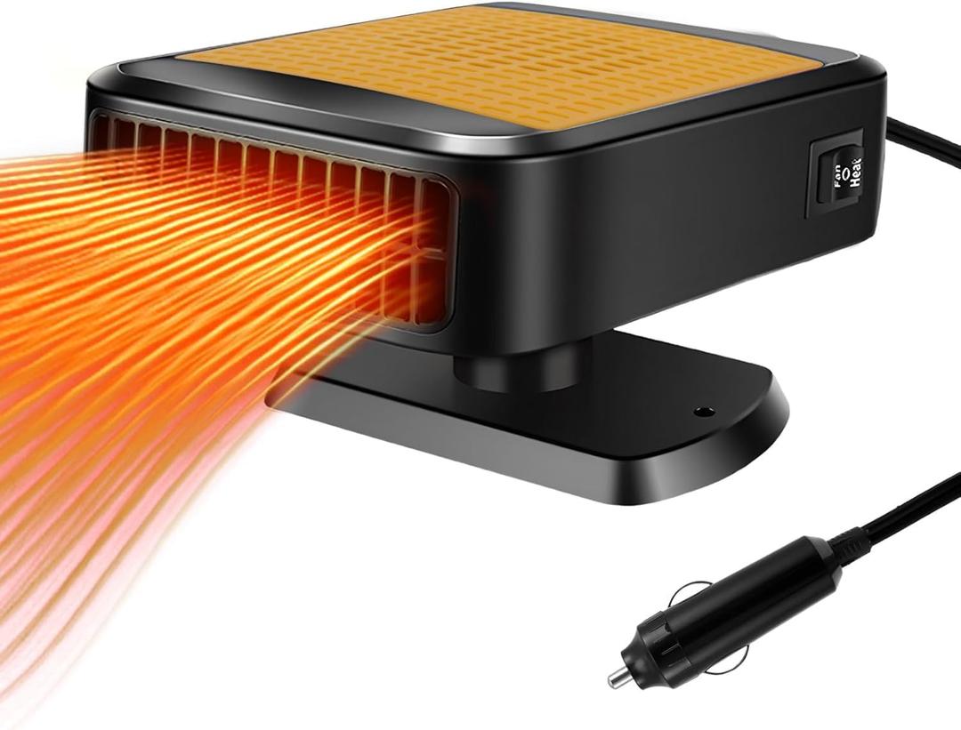 Car Heater, 12V 200W Portable Car Defroster Windshield Heater, 2 in 1 Heating & Cooling Fast Heating Defrost Defogger with Cigarette Lighter Plug for Vehicle, Car, RV, SUV