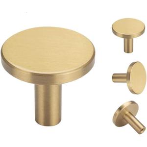 YANGQIHOME Pack of 4, Brushed Brass Decorative Wall Hooks, 32mm x 30mm, for Bathroom,Lavatory,Clothing Store, Hotel, Cafe,Hat,Towel Coat Hook Hangers Wall Mounted (Round)