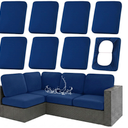hyha Waterproof Outdoor Cushion Covers for Patio Furniture, Stretch Patio Chair Cushion Slipcovers, Coated UV Resistant Replacement Seat Covers, Solid Color (Navy, 8PC)