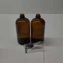 Vivaplex, 2, Large, 32 oz, Empty, Amber Glass Bottles with Stainless Steel, Matte Black, Lotion Pumps