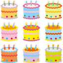 Fuutreo 45 Pcs Birthday Cake Mini Accents, 3 Inches Versatile Bulletin Board Cut Outs Colorful Creative Cake Cutouts Name Tags with Glue Point Dots for Bulletin Board Classroom School Birthday Party